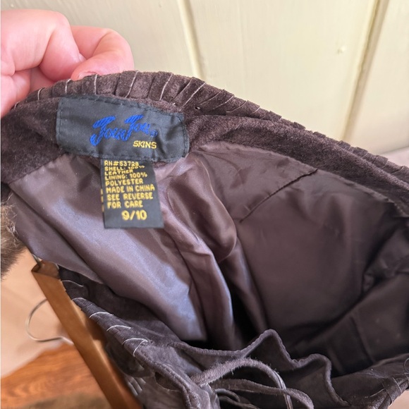 Vintage Jou Jou Skins Brown Suede Lace Up Pants - Picture 4 of 9